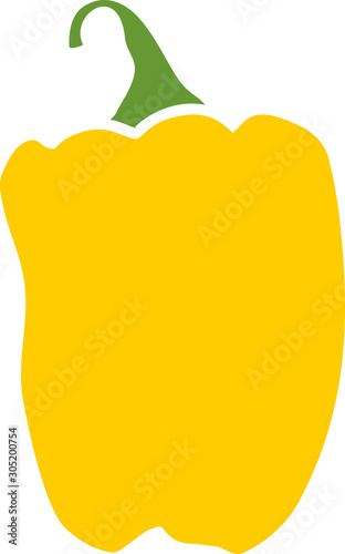 Yellow sweet pepper in flat style