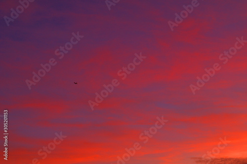 jet,sky, sunset, clouds, cloud, nature, orange, red, cloudscape, light, evening,  © Daniele