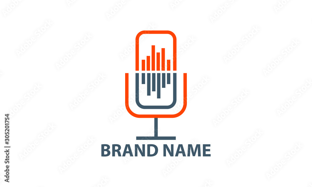 illustration of a mic or podcast logo with a combination of 2 colors illustration of a mic or podcast logo with a combination of 2 colors