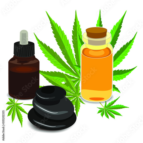 The formula of hemp CBD. Structural model of the molecules of cannabidiol and tetrahydrocannabinol. Medicinal cannabis. Medical marijuana, cannabinoids and health. Vector