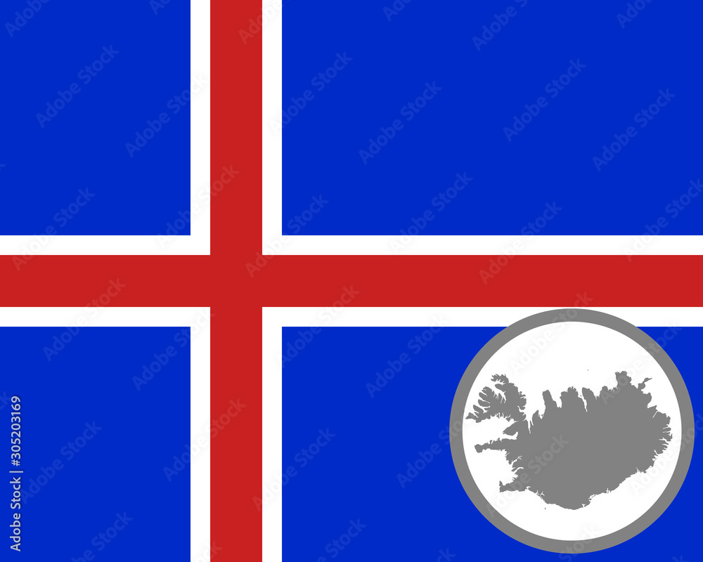 Naklejka premium Fahne und Landkarte von Island