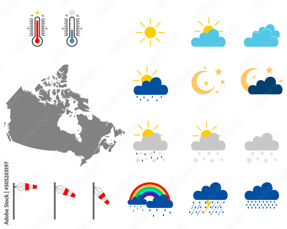 Karte von Kanada mit Wettersymbolen