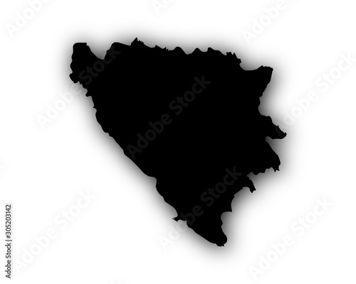 Karte von Bosnien und Herzegowina mit Schatten