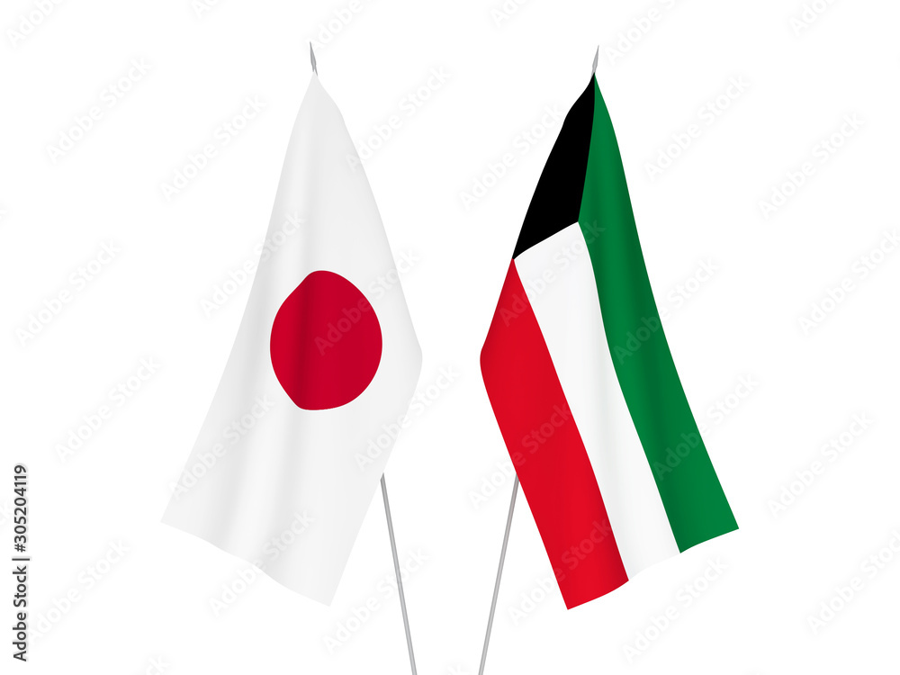 Obraz premium Japan and Kuwait flags