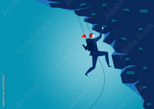 Businessman climbing mountain. Challenge,  concept vector illustrator.