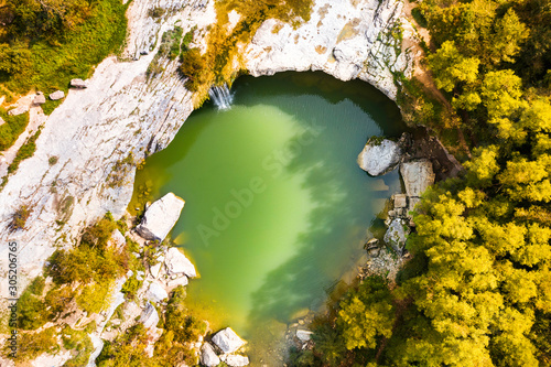 Fotografie Beautiful waterfall Zarecki Krov on Pazincica River near Pazin in Istria, Croati