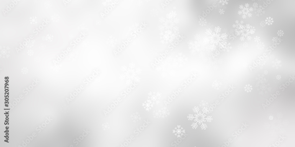 white and gray Christmas light with snowflake bokeh background, Winter backdrop wallpaper.