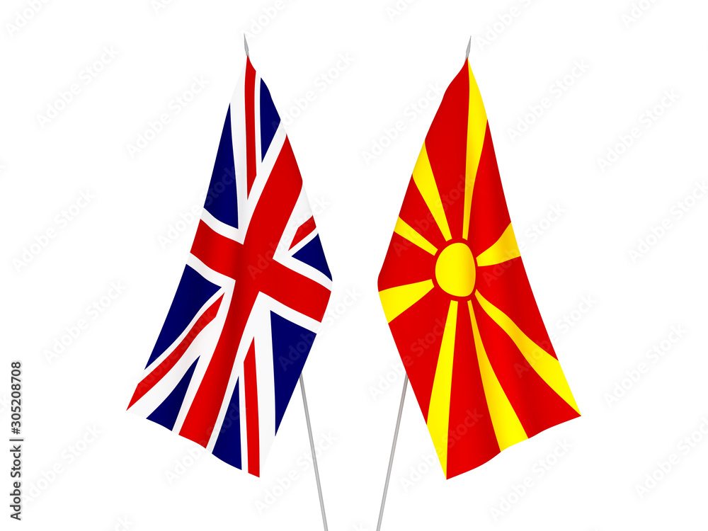 Fototapeta premium Great Britain and North Macedonia flags