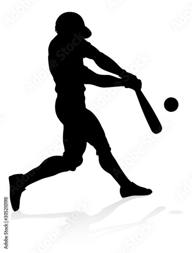 Baseball player in sports pose detailed silhouette