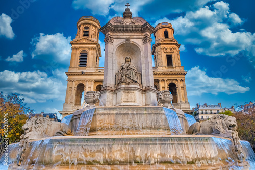Church of Saint-Sulpice, Place Saint-Sulpice, Latin Quarter, 6th arrondissement., Paris, France photo