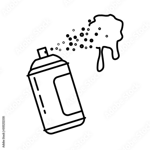 Spray bottle or paint can isolated line icon, graffiti drawing
