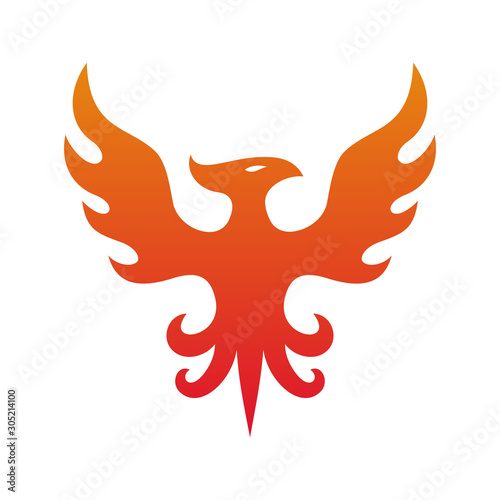 Fly Burning Fire Flame Phoenix logo design