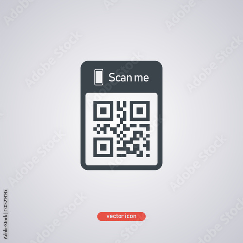 Scan me icon isolated on gray background. Flat style. 