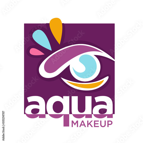 Color eye, aqua makeup isolated icon, natural cosmetics brand