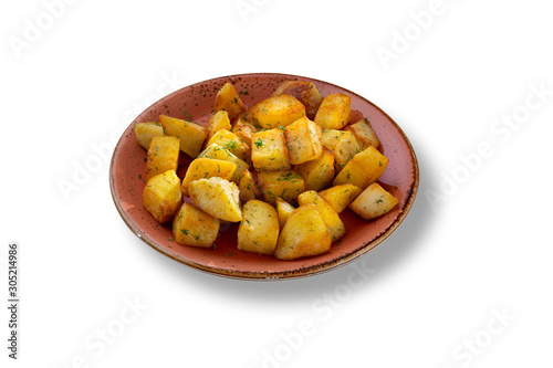 Delicious classic baked fried potatoes with vegetables