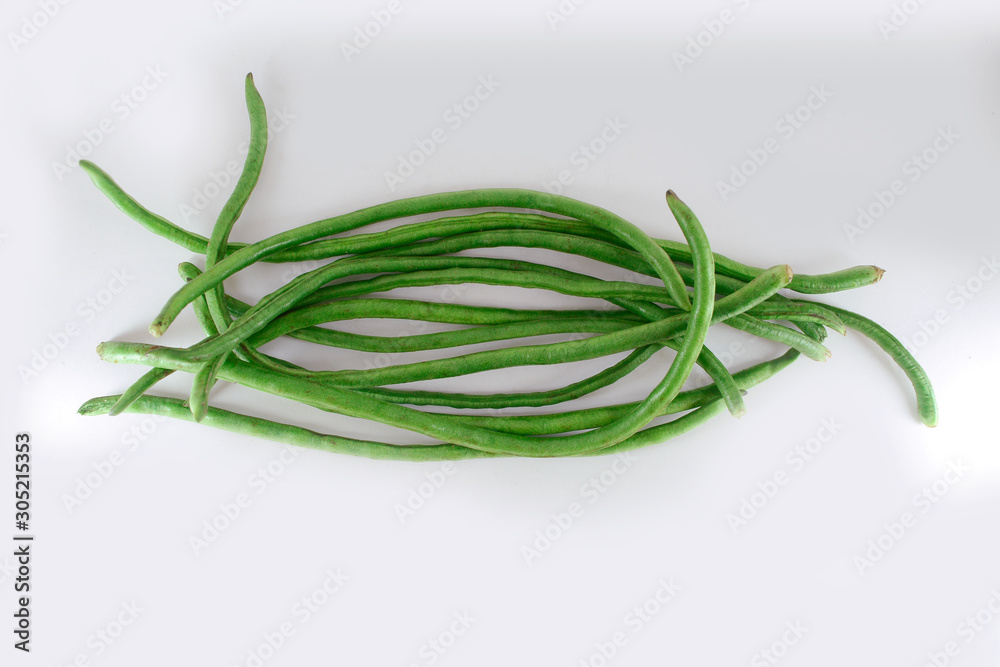 Fototapeta premium Yard long bean isolated on the white background.