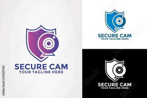 Cam Security Logo design, cam logo template vector