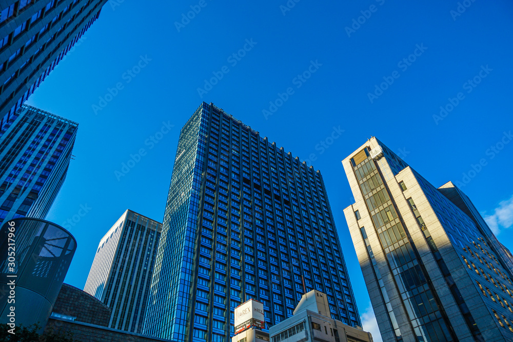 Fototapeta premium 新宿のビル群と秋の空