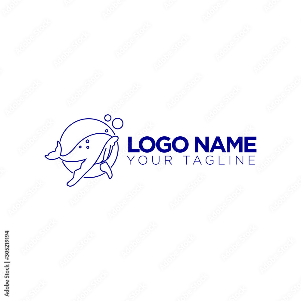 Naklejka premium Humpback Whale Logo Design for marine company