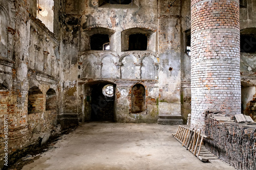 Interior of the Synagogue in Zhovkva during restoration. Lviv region, Ukraine. April 2016