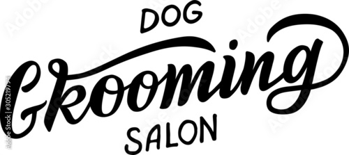 Logo for dog hair salon, dog styling and grooming shop, store for pets. Vector illustration isolated on white background. EPS 10