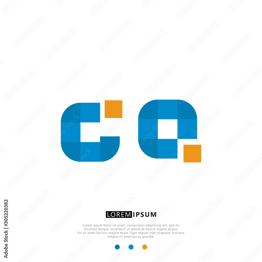 Fototapeta premium CQ C Q Logo Monogram with Blue and yellow Colors. modern letter logo design