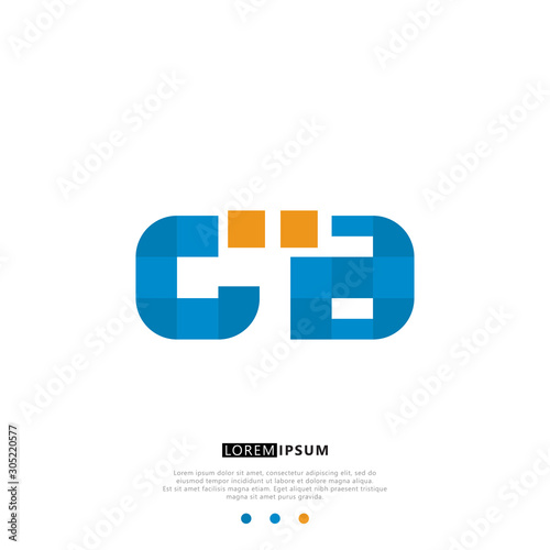 CB C B Logo Monogram with Blue and yellow Colors. modern letter logo design