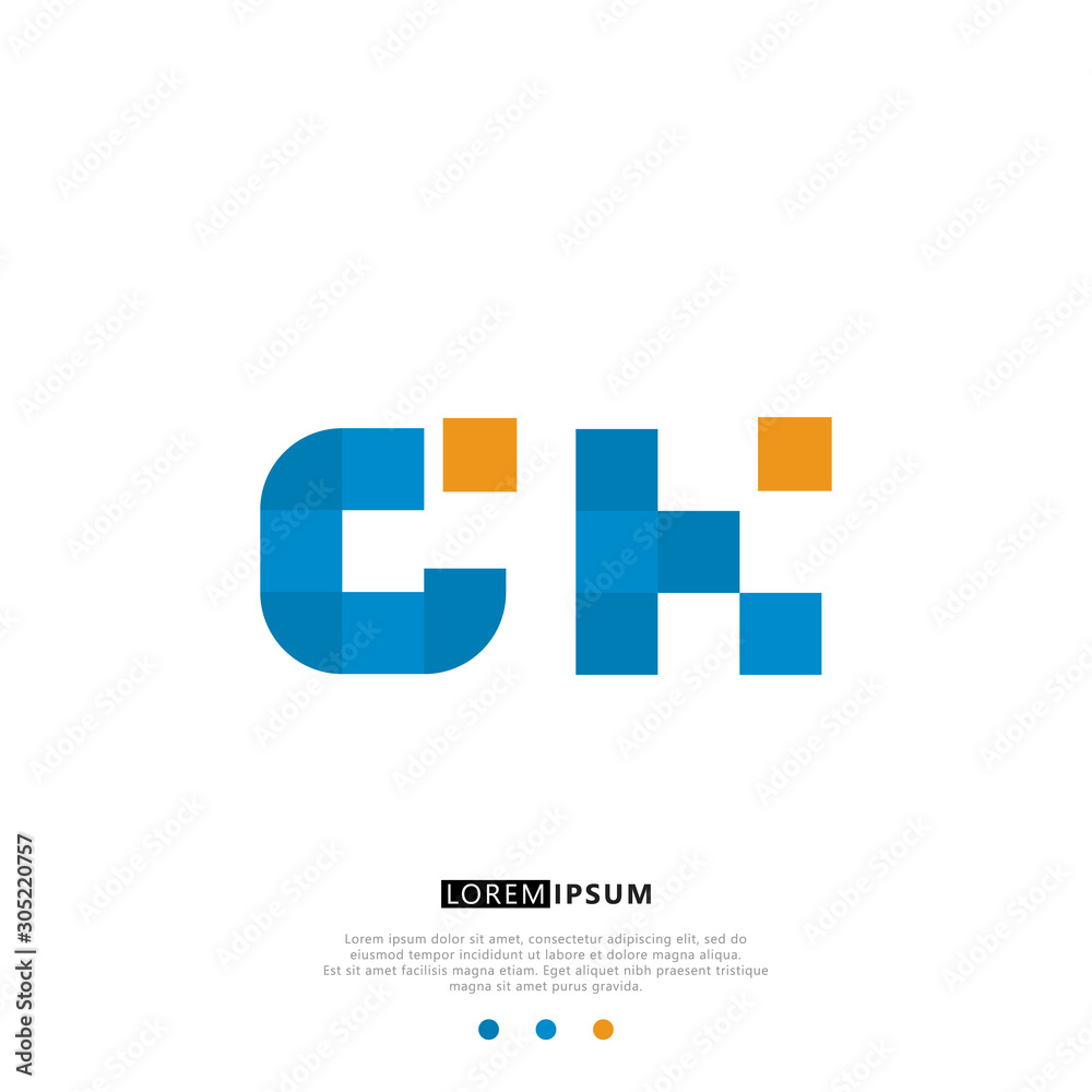 CK C K Logo Monogram with Blue and yellow Colors. modern letter logo design