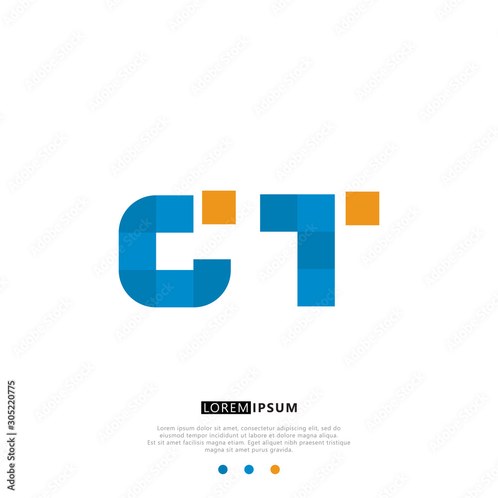 Obraz premium CT C T Logo Monogram with Blue and yellow Colors. modern letter logo design