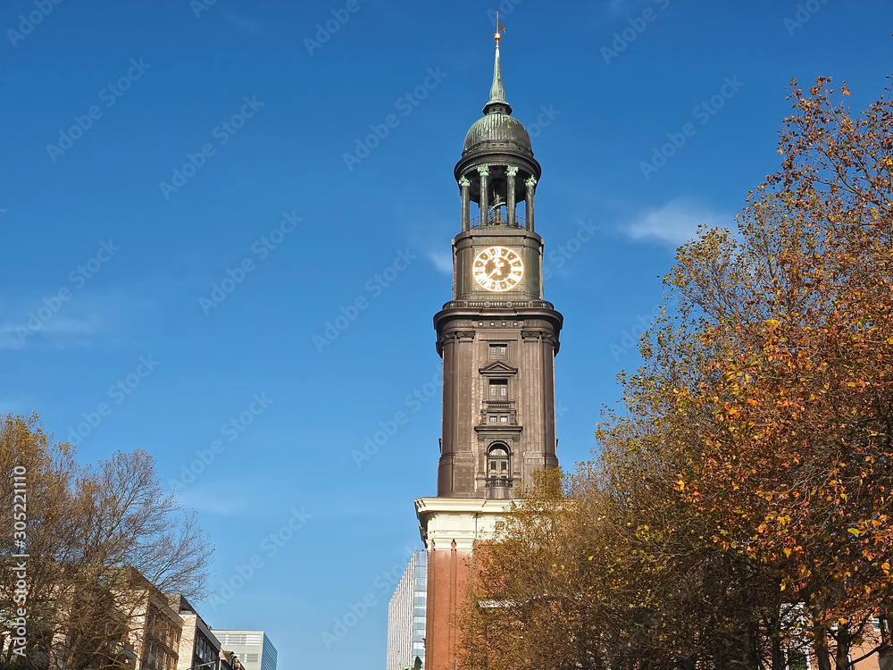 Famous cathedral of Hamburg named Michel