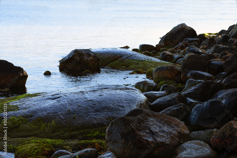 rocks on beach, nacka sweden, stockholm, sverige