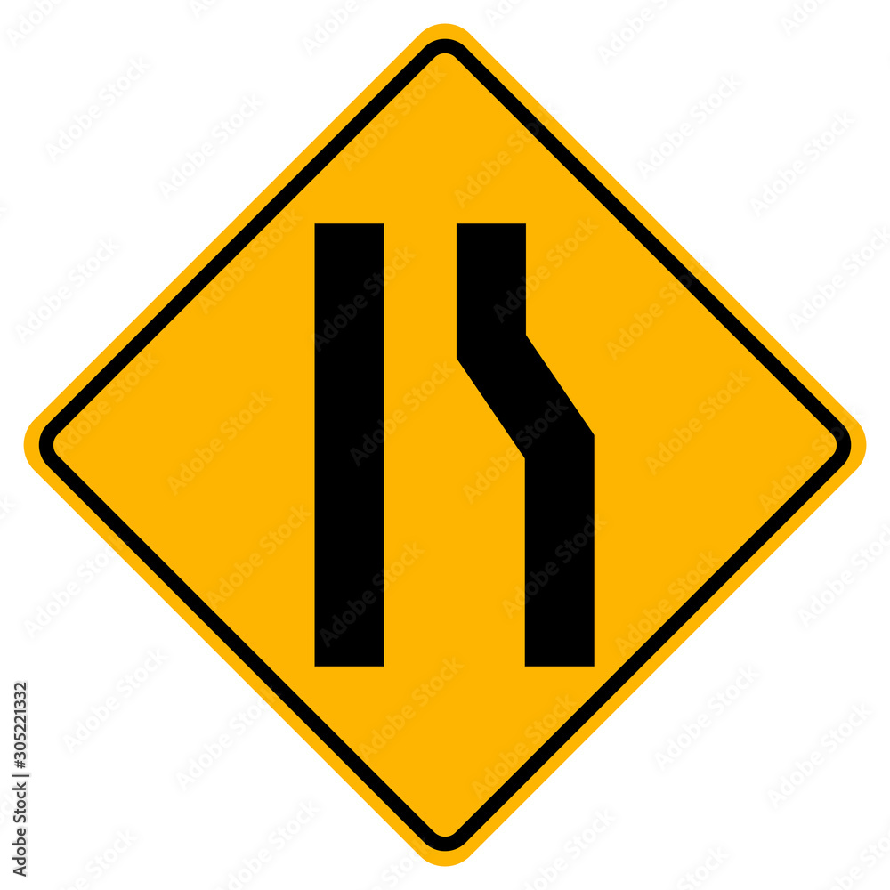 Narrow Right Traffic Road Sign,Vector Illustration, Isolate On White Background Label. EPS10 Narrow Right Traffic Road Sign,Vector Illustration, Isolate On White Background Label. EPS10