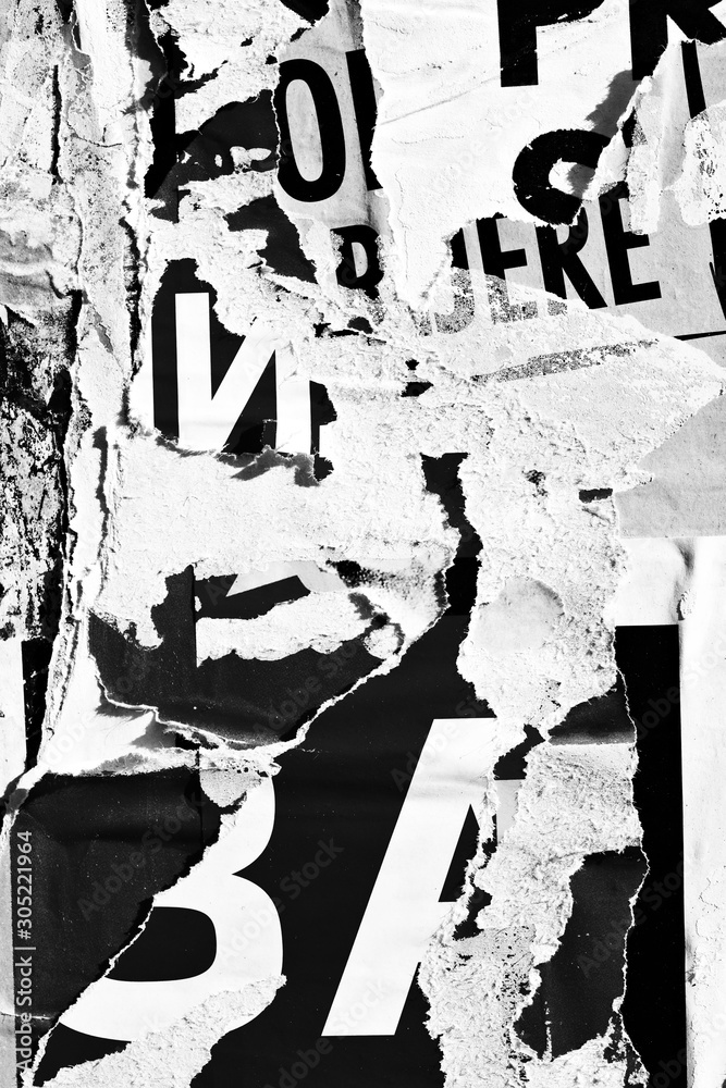 Obraz premium Old ripped torn posters textures backgrounds grunge creased crumpled paper vintage collage placards backdrop 