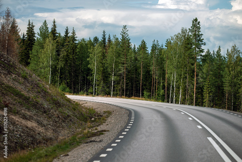 road in the forestroad, kårböle, sweden, härjedalen, norrland