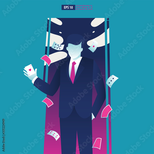 businessman holding an ace card. Business vector illustration