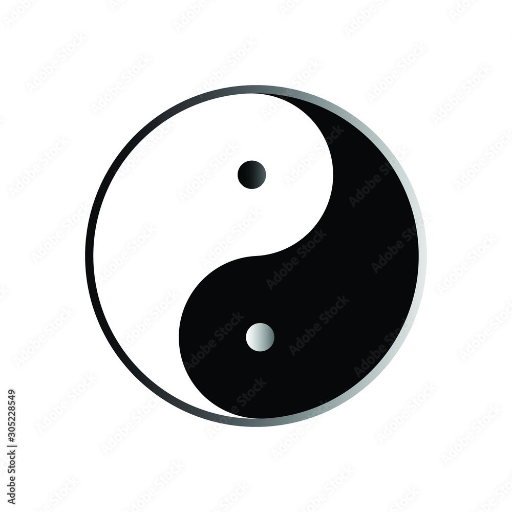 Yin-Yang black and white colours in black background, Vector illustration, Yin and Yang symbol of harmony and balance Yin-Yang black and white colours in black background, Vector illustration, Yin and Yang symbol of harmony and balance
