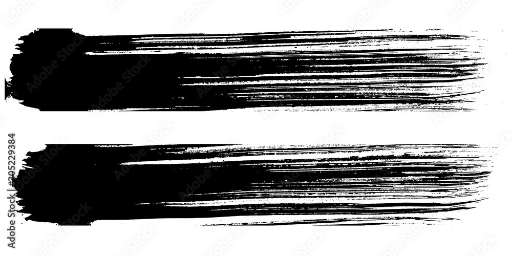 Abstract black brush stripe. Black and white engraved ink art. Isolated brush design illustration element.
