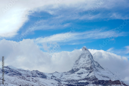 The Matterhorn on a cloudy day  The king of mountains.  Riffelberg station  Zermatt  Switzerland. 