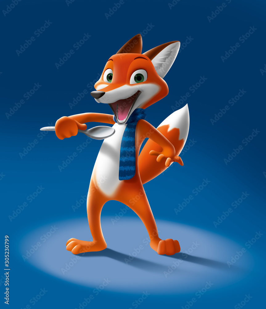3d cartoon funny fox Stock Illustration | Adobe Stock