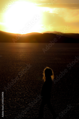 Sunset in the Uyuni desert  Bolivia