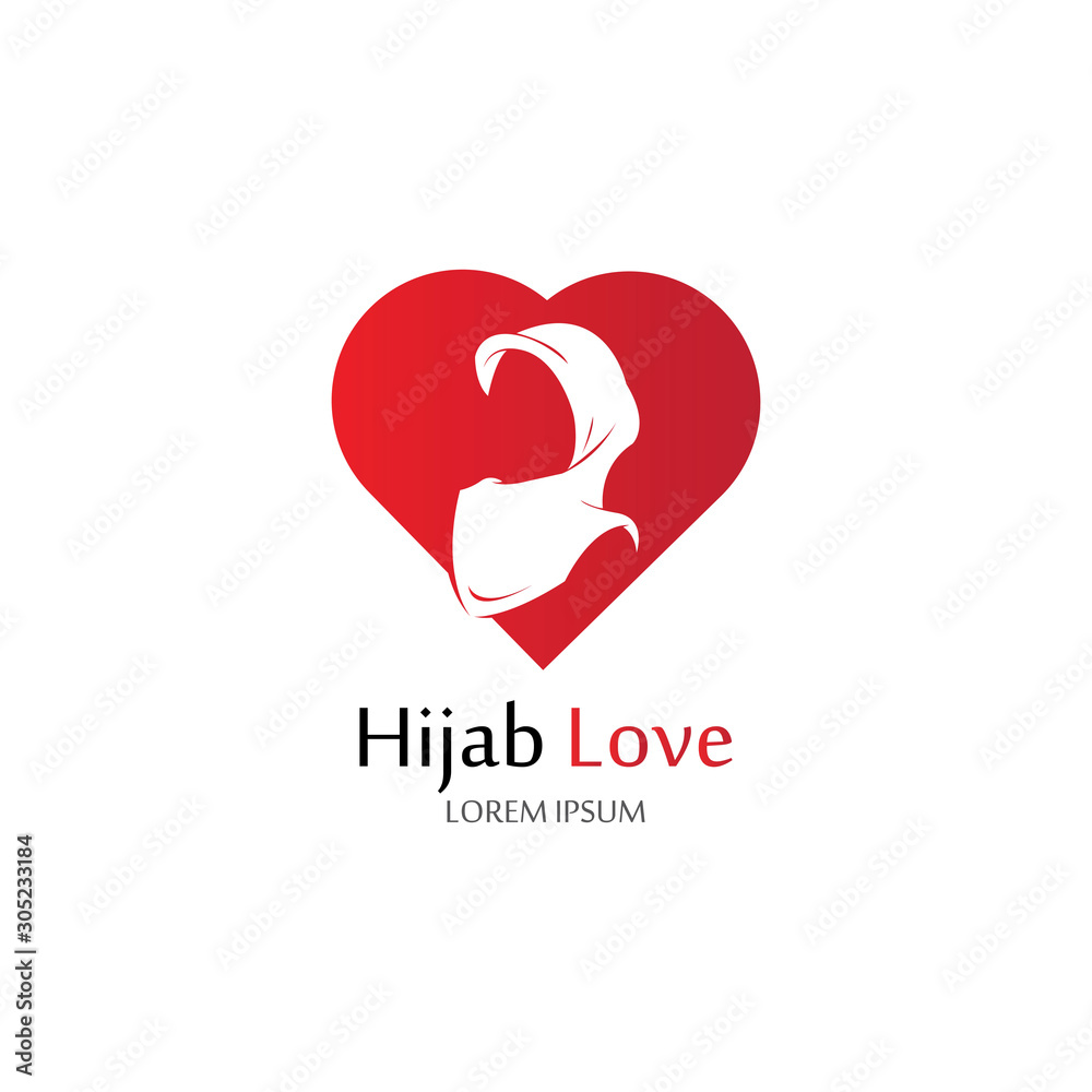 Hijab Love logo vector icon design template-vector