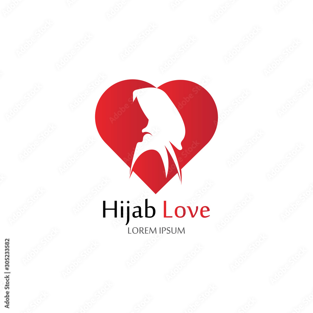 Hijab Love logo vector icon design template-vector Hijab Love logo vector icon design template-vector