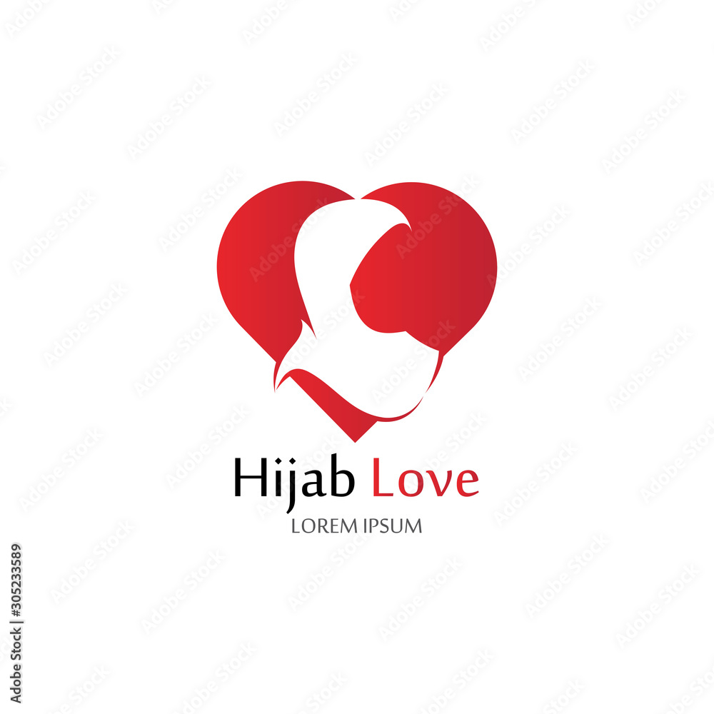 Hijab Love logo vector icon design template-vector