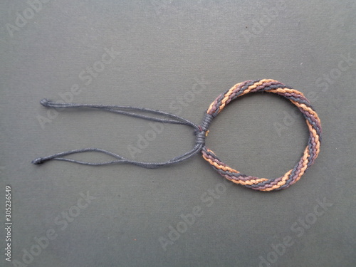 kumihimo (japanese bracelet) rope bracelet with black blackground