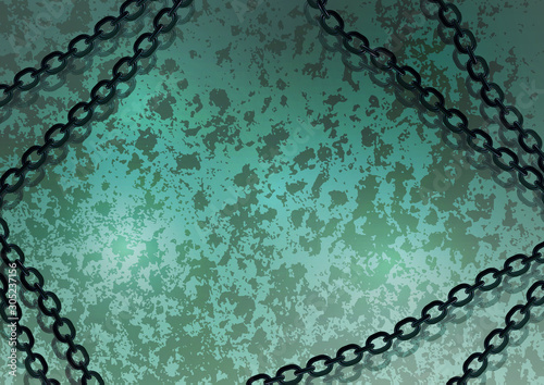 Abstract steel chain on a background with a texture. Trendy design cover template.