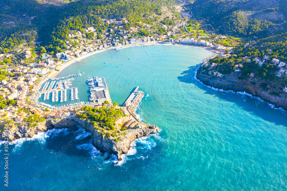 Beautiful harbour of Port de Soller, Mallorca, Spain
