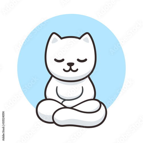 Cartoon cat meditating