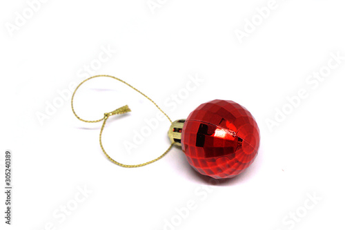 X-Mas or Christmas Accessory  Ball isolated white background and copy space - holiday new year party , christmas day - Red Object