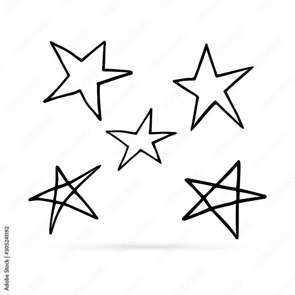 doodle star icon, kids art line hand drawing set, vector illustration doodle star icon, kids art line hand drawing set, vector illustration