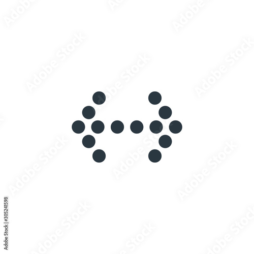 Dotted Arrows left and right. Stock Vector illustration isolated on white background.